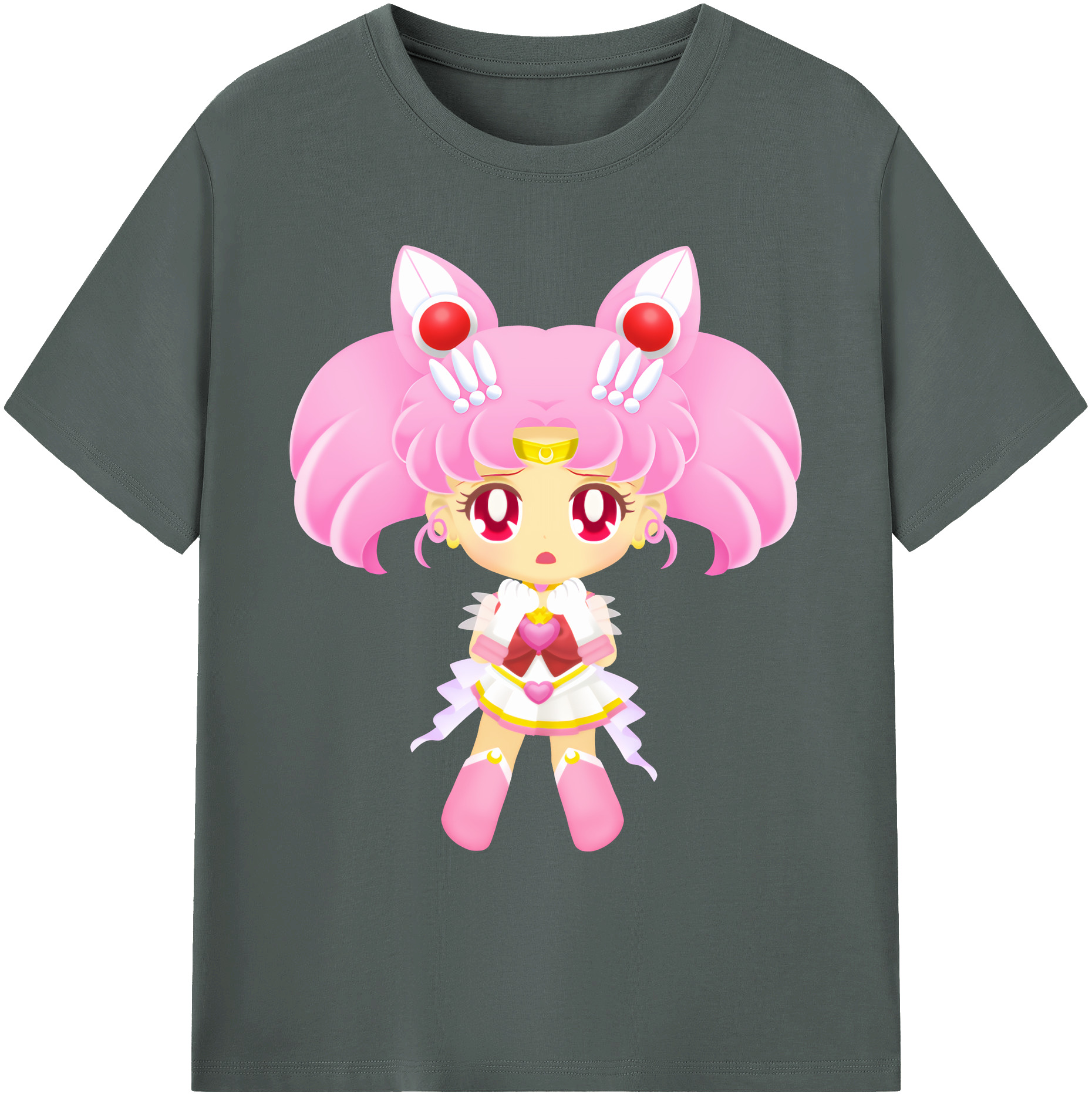 （画像用） 美少女戦士セーラームーン ちびうさ Sailor Moon Chibiusa Tsukino Usagi Small Lady Serenity 綿100％ メンズ半袖Tシャツ｜肌触りやわらか＆通気性